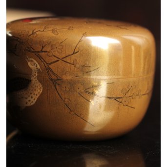 雉ツガイ研ぎ出し蒔絵棗　K14 