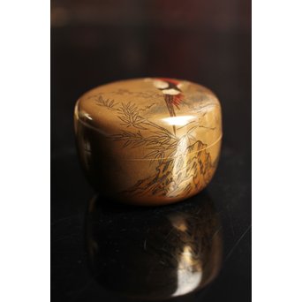 雉ツガイ研ぎ出し蒔絵棗　K14 