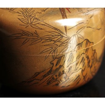 雉ツガイ研ぎ出し蒔絵棗　K14 