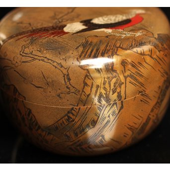 雉ツガイ研ぎ出し蒔絵棗　K14 