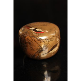 雉ツガイ研ぎ出し蒔絵棗　K14 