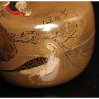 雉ツガイ研ぎ出し蒔絵棗　K14 