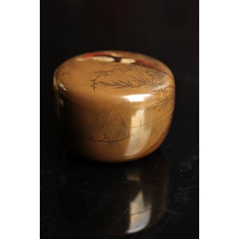 雉ツガイ研ぎ出し蒔絵棗　K14 