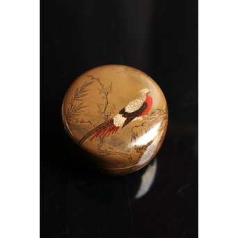 雉ツガイ研ぎ出し蒔絵棗　K14 