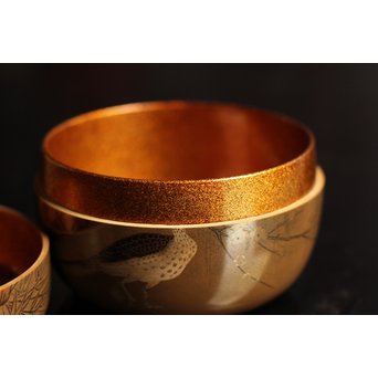 雉ツガイ研ぎ出し蒔絵棗　K14 