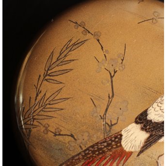 雉ツガイ研ぎ出し蒔絵棗　K14 