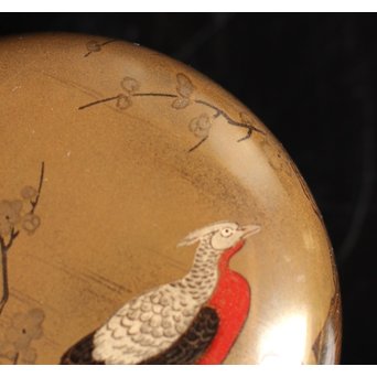 雉ツガイ研ぎ出し蒔絵棗　K14 