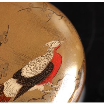 雉ツガイ研ぎ出し蒔絵棗　K14 