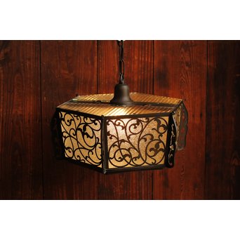 唐草紋6角シャンデリア照明　A1209