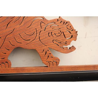 李朝風虎と竹の堅木欄間2枚1組　R1313 