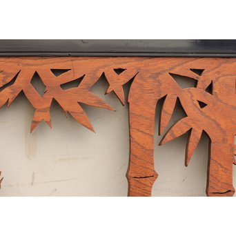 李朝風虎と竹の堅木欄間2枚1組　R1313 