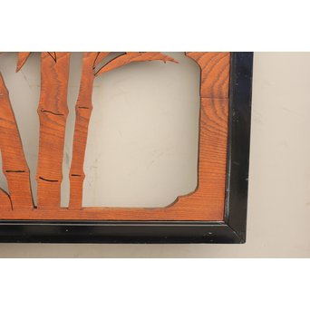 李朝風虎と竹の堅木欄間2枚1組　R1313 