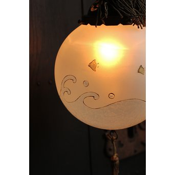 絵付け技法波千鳥球体照明　A1246 