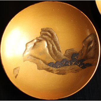 古満寛哉蒔絵三組盃　S1735 