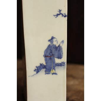 初代三浦竹泉四方花瓶唐木台　S1743 