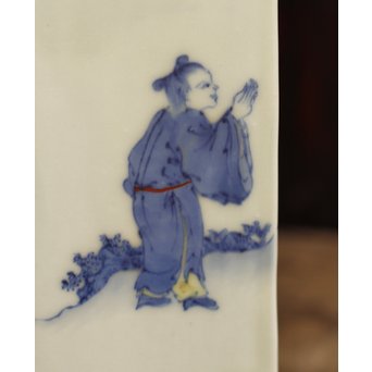 初代三浦竹泉四方花瓶唐木台　S1743 