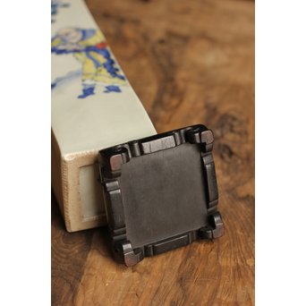 初代三浦竹泉四方花瓶唐木台　S1743 