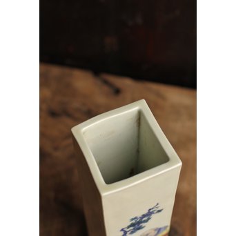 初代三浦竹泉四方花瓶唐木台　S1743 