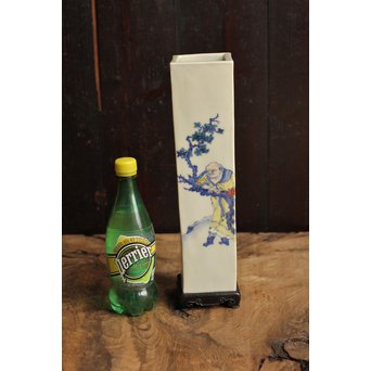 初代三浦竹泉四方花瓶唐木台　S1743 