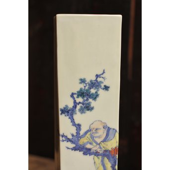 初代三浦竹泉四方花瓶唐木台　S1743 