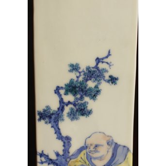 初代三浦竹泉四方花瓶唐木台　S1743 