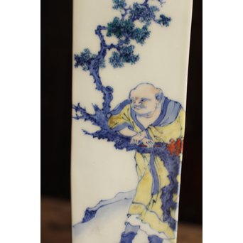 初代三浦竹泉四方花瓶唐木台　S1743 