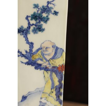 初代三浦竹泉四方花瓶唐木台　S1743 