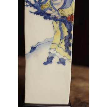 初代三浦竹泉四方花瓶唐木台　S1743 