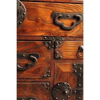 希少米沢桜丸枕箪笥　I222 