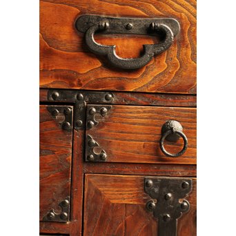 希少米沢桜丸枕箪笥　I222 