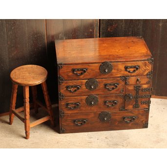 希少米沢桜丸枕箪笥　I222 