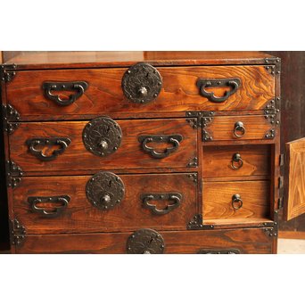 希少米沢桜丸枕箪笥　I222 