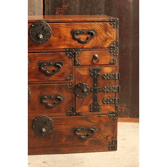 希少米沢桜丸枕箪笥　I222 