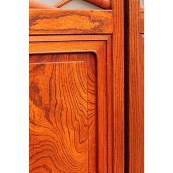 総欅欄干図木彫建具2枚1組　B695 