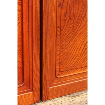 総欅欄干図木彫建具2枚1組　B695 