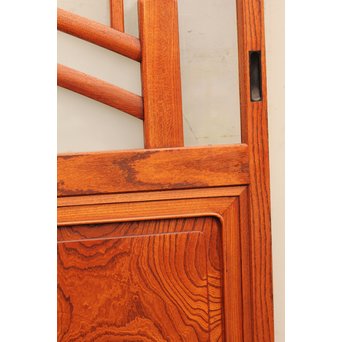 総欅欄干図木彫建具2枚1組　B695 