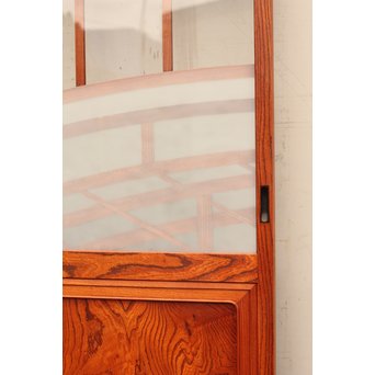 総欅欄干図木彫建具2枚1組　B695 