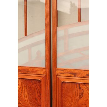 総欅欄干図木彫建具2枚1組　B695 