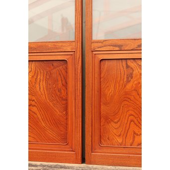 総欅欄干図木彫建具2枚1組　B695 