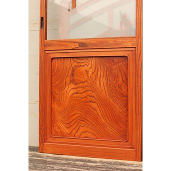 総欅欄干図木彫建具2枚1組　B695 