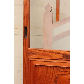 総欅欄干図木彫建具2枚1組　B695 