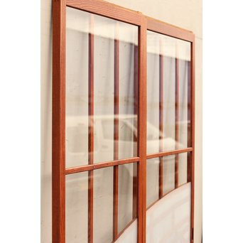 総欅欄干図木彫建具2枚1組　B695 