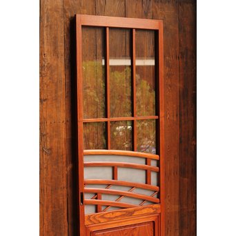 総欅欄干図木彫建具2枚1組　B695 