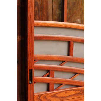 総欅欄干図木彫建具2枚1組　B695 