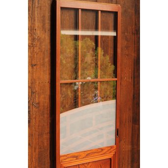 総欅欄干図木彫建具2枚1組　B695 