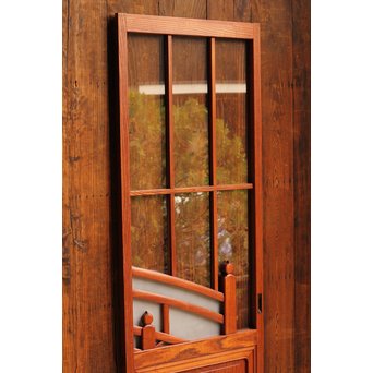 総欅欄干図木彫建具2枚1組　B695 