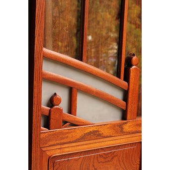 総欅欄干図木彫建具2枚1組　B695 