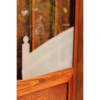 総欅欄干図木彫建具2枚1組　B695 