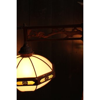 宣徳色と多彩色ガラスの3灯シャンデリア照明　A1268 