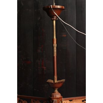 宣徳色と多彩色ガラスの3灯シャンデリア照明　A1268 